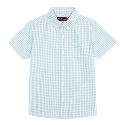 Boys' light blue gingham print shirt